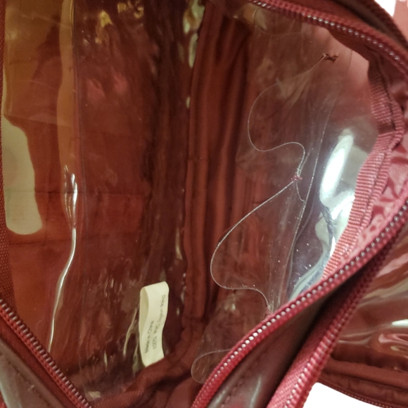 Avon Cosmetic Makeup Bag Travel Case Multi-Compartment Maroon Zipper Closures - Picture 9 of 14